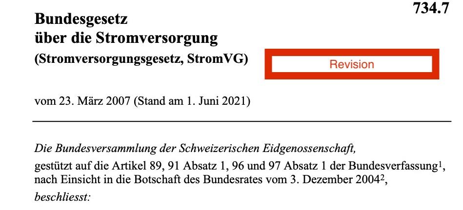 Revision StromVG: Beschlüsse Ständerat zum Stromversorgungsgesetz